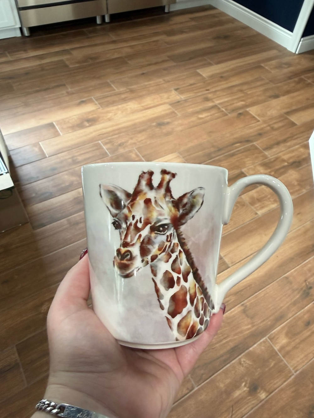 Ceramic Giraffe Accent Mug in White and Brown